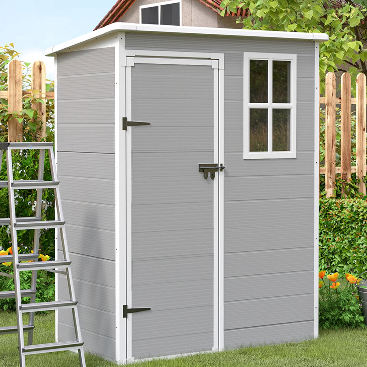 5x3 FT Resin Outdoor Storage Shed with Lockable Door U434