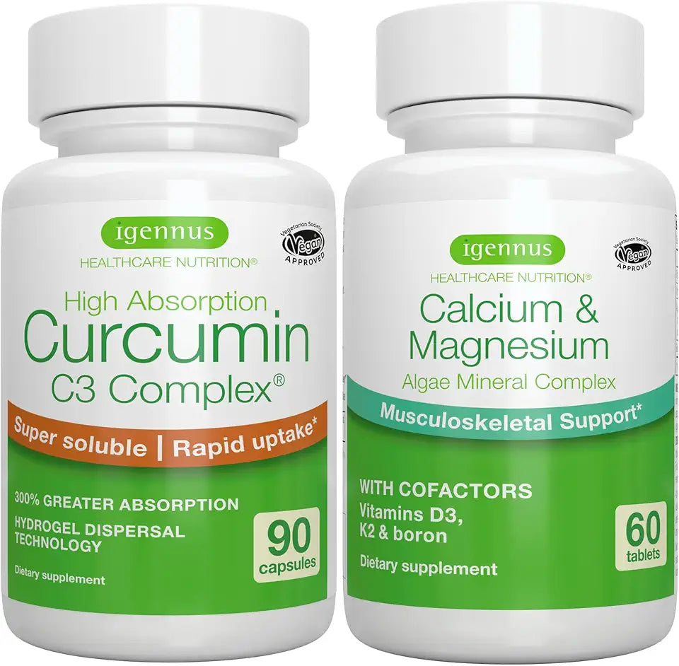 Calcium Magnesium Complex Curcumin C3 Complex Vegan Bundle W886