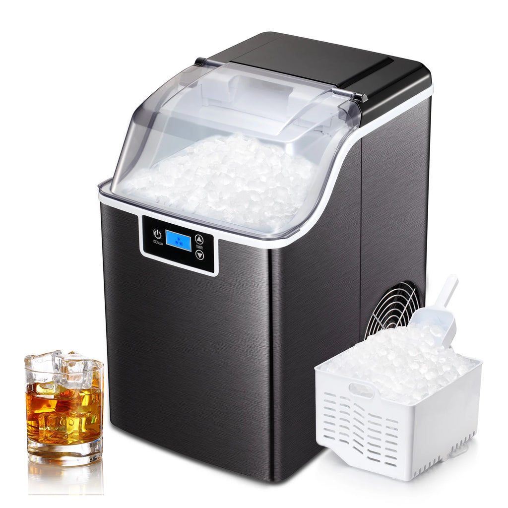 Nugget Ice Maker Countertop with Soft Chewable Pellet Ice, Self-Cleaning, 44lbs/24H, Black T407241
