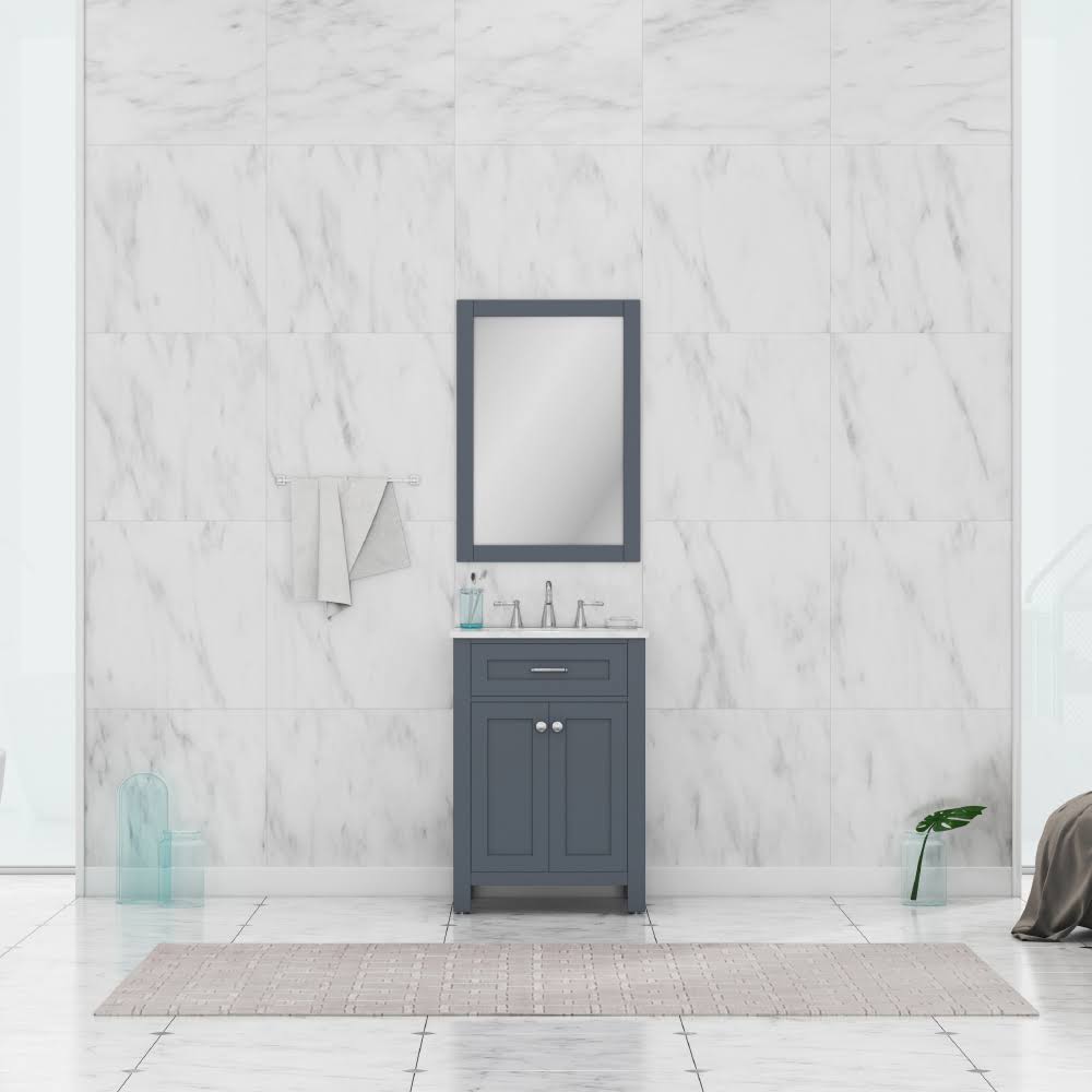 24 in. Single Gray Bathroom Vanity with Carrera Marble Top C591