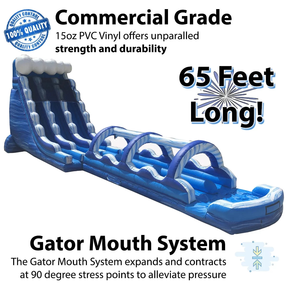 65' Commercial Inflatable Water Slide Blue Marble with Blower H16501