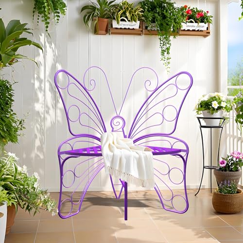 Black Metal Butterfly Outdoor Bench M7475
