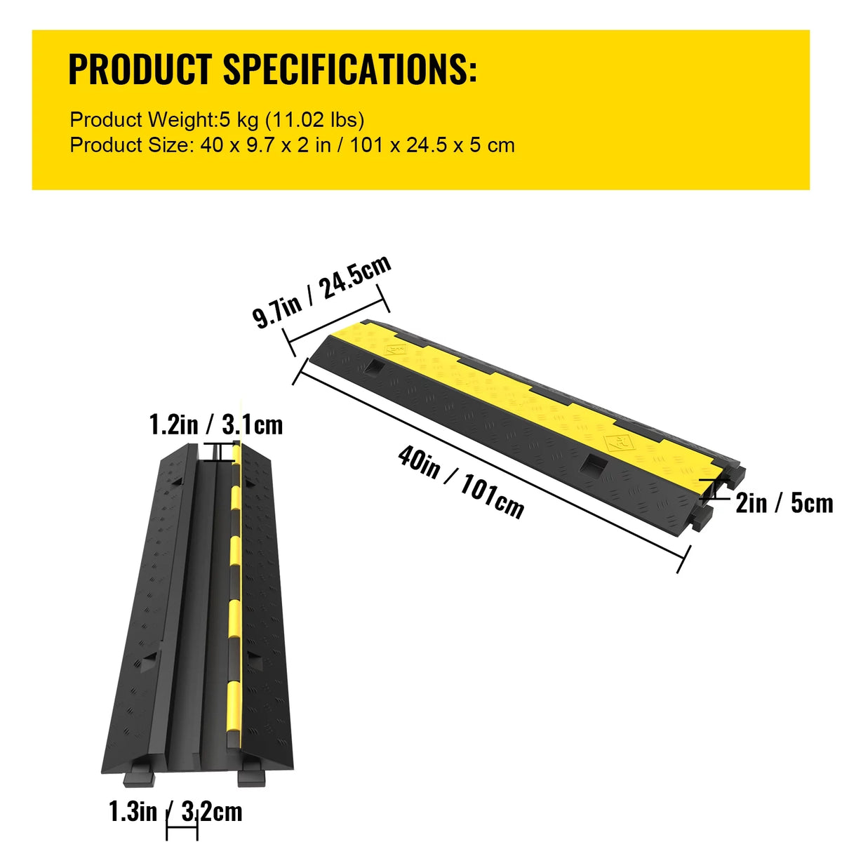 3 Pcs 2-Cable Rubber Electrical Wire Cover Protector Ramp B259
