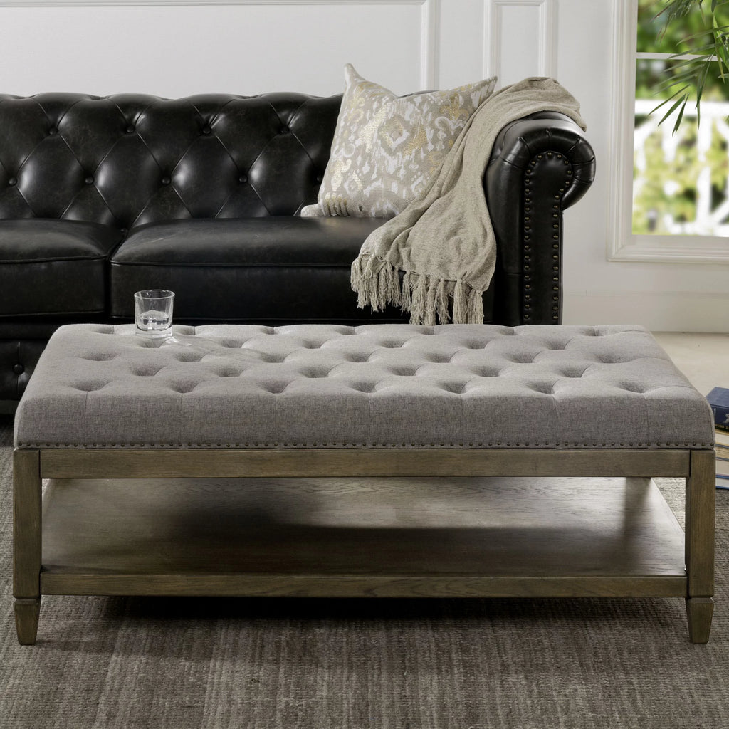 Heathered Grey Tufted Storage Ottoman A460