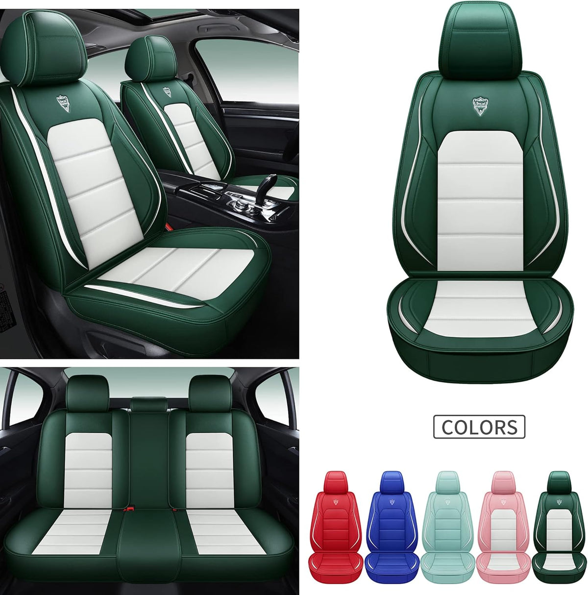 Blue Synthetic Leather Car Seat Cover Set T71129