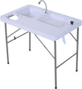 Portable Folding Camping Sink Table with Faucet and Dual Water Basins Y33853