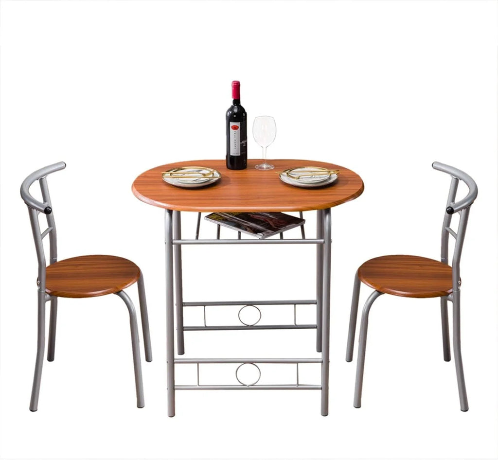 Brown Wood Grain PVC Breakfast Table and Chairs Set C676044