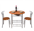 Brown Wood Grain PVC Breakfast Table and Chairs Set C676044