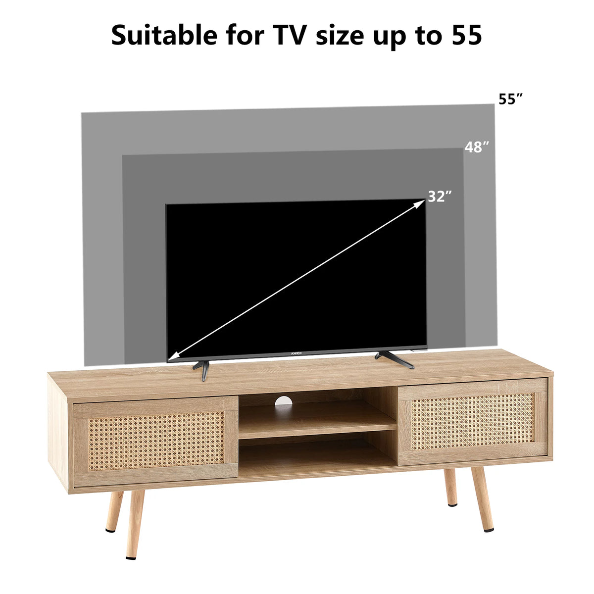 Rattan TV Stand with Storage T10252