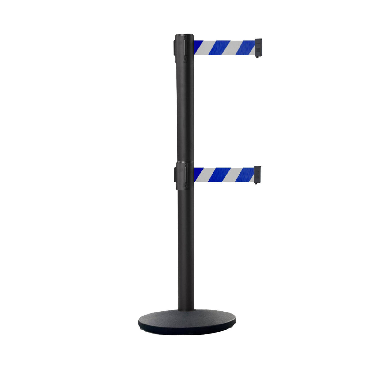 Retractable Belt Barrier Black Post Cast Iron Base 11 ft. Belt Y772