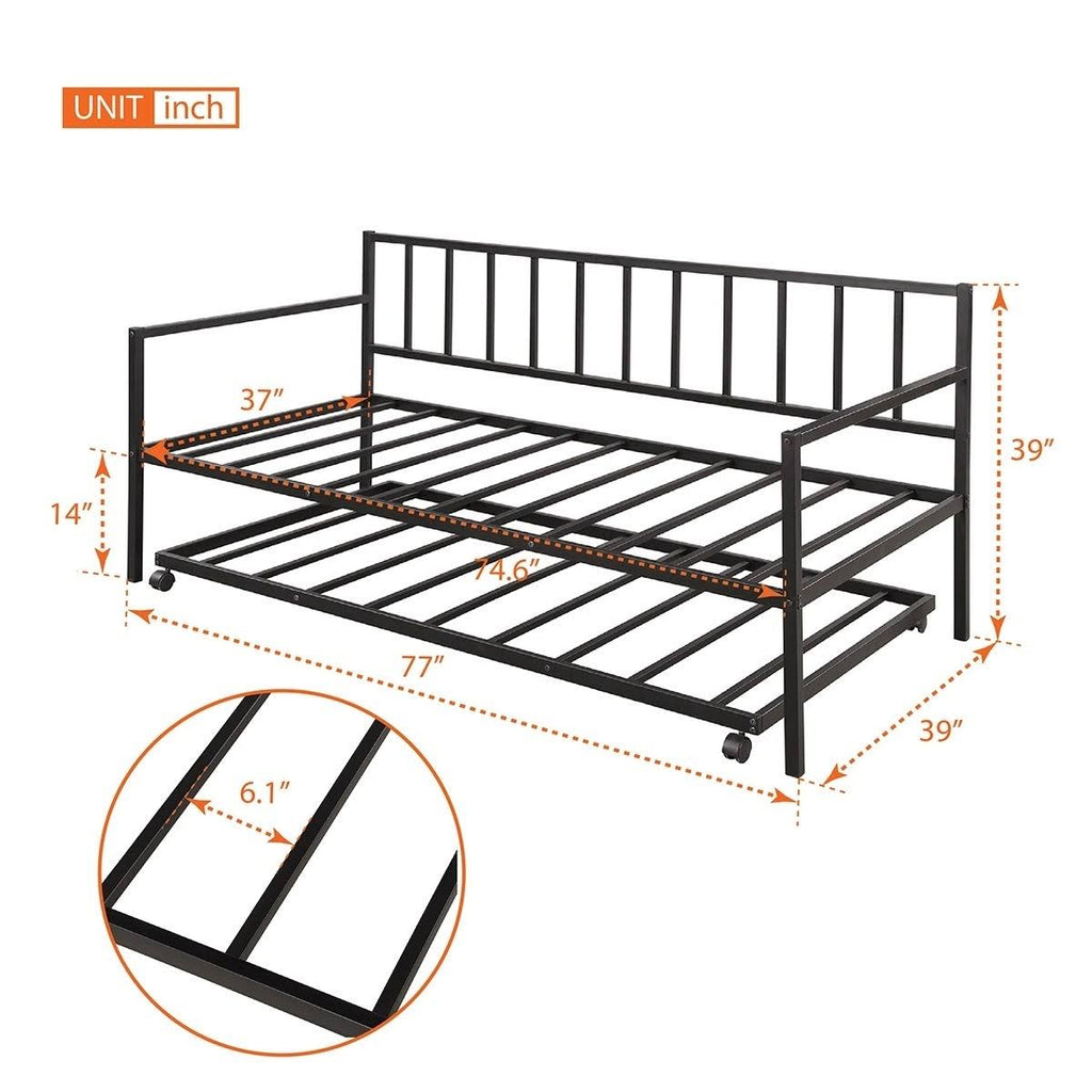 Twin-size Metal Daybed with Trundle E2337