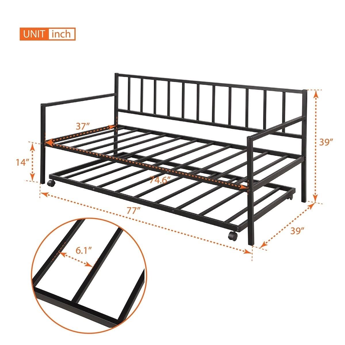 Twin-size Metal Daybed with Trundle E2337