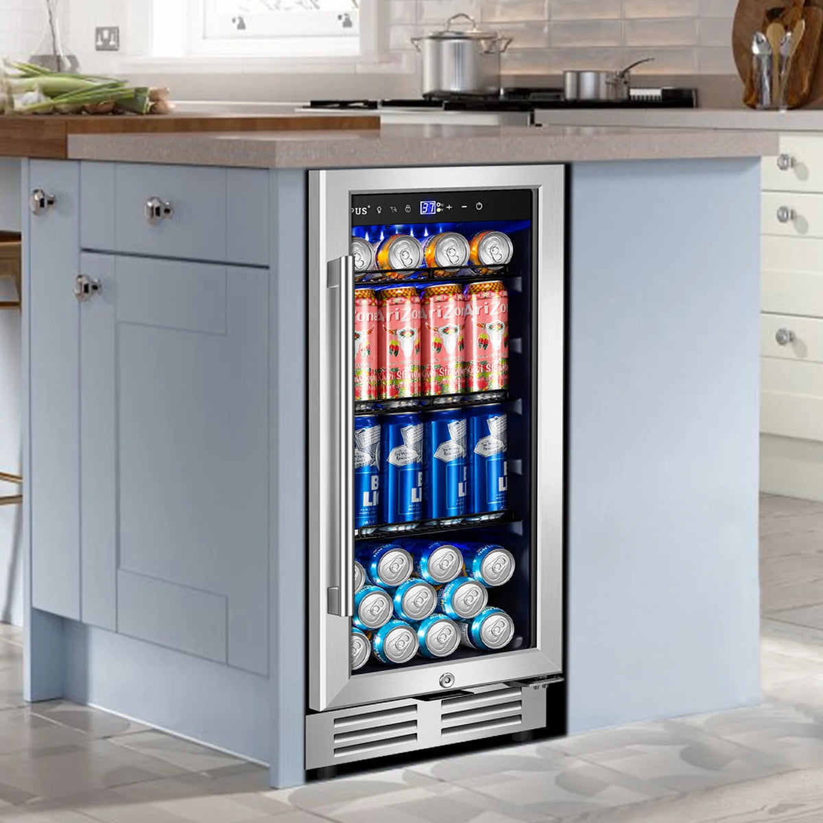 15 inch 130 Can Beverage Refrigerator with French Door A66434