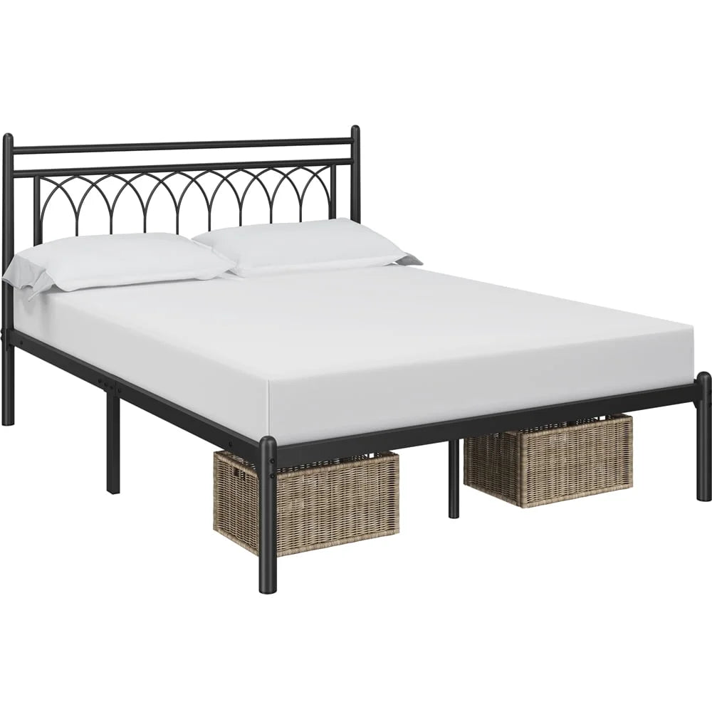 Queen Size Black Metal Platform Bed D1949