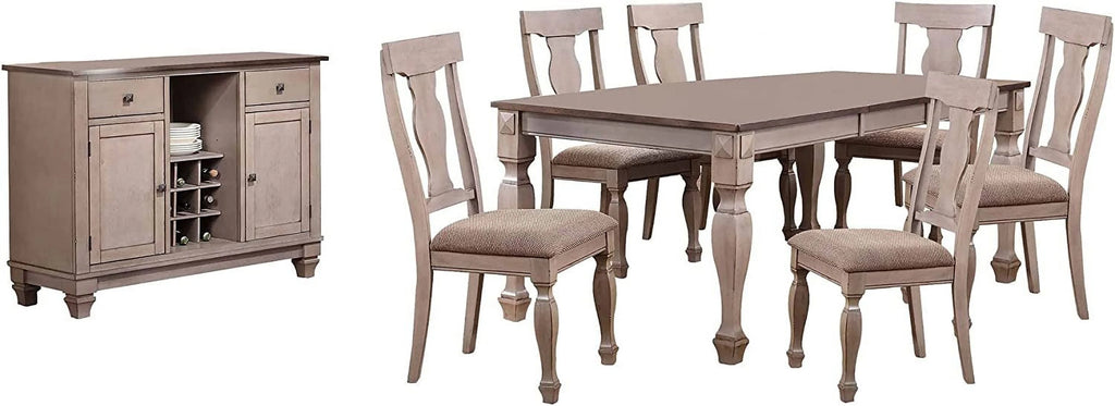 Brown 8 Piece Extendable Wood Dining Set P5440