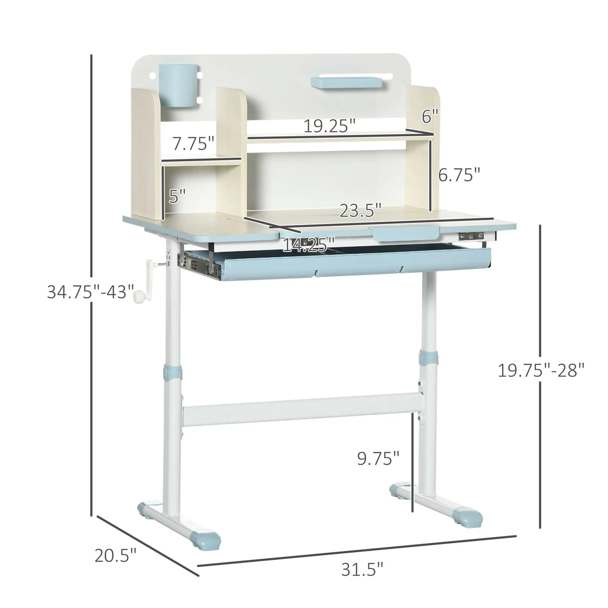 Height Adjustable Kids Study Desk with Tilt Desktop and Drawer R6805