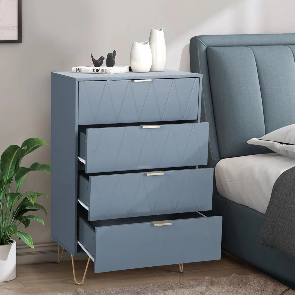 Blue 4 Drawer Wood Dresser Cabinet C211
