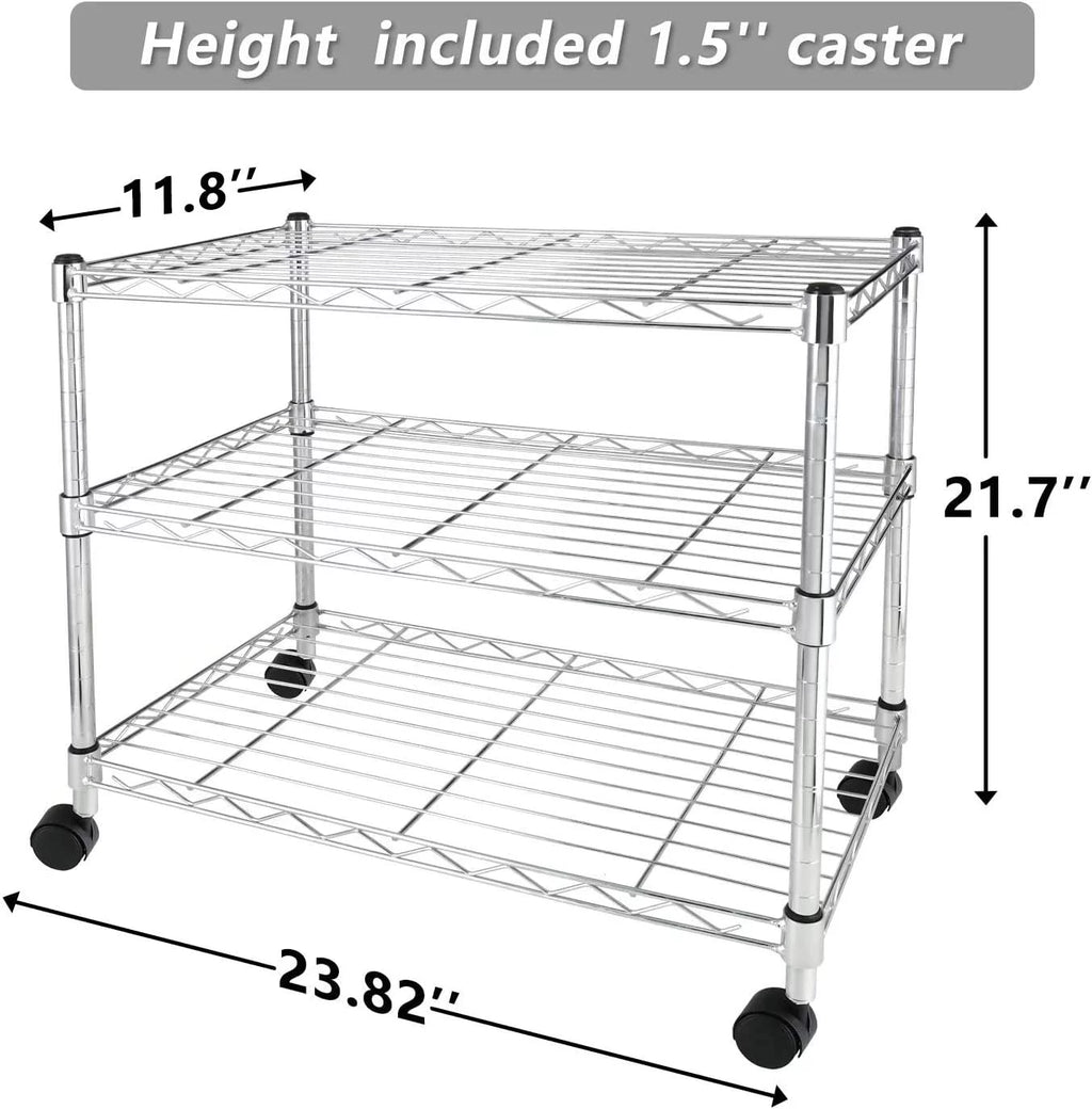 Heavy Duty 3-Shelf Steel Wire Shelving with Wheels T692