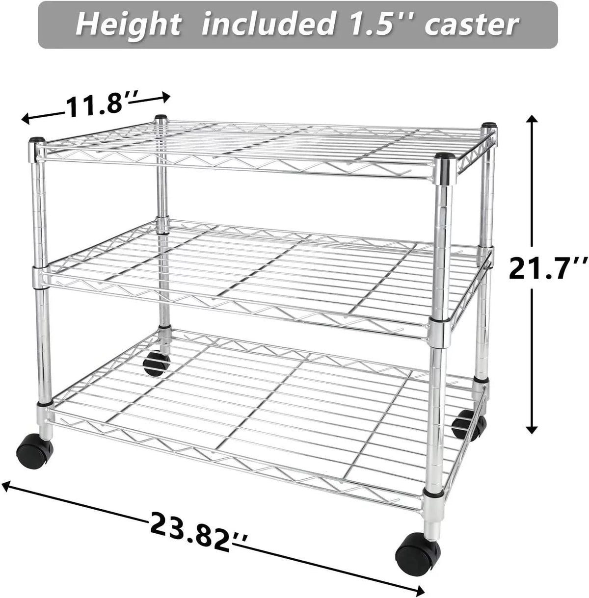 Heavy Duty 3-Shelf Steel Wire Shelving with Wheels T692