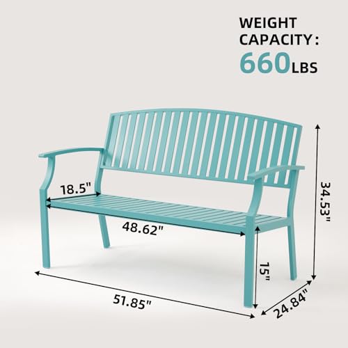 Light Blue Aluminum Outdoor Bench F955411