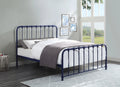 Queen Blue Metal Platform Bed M3407