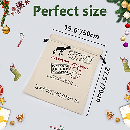6 Pack Large Canvas Cotton Christmas Bags with Drawstrings J137