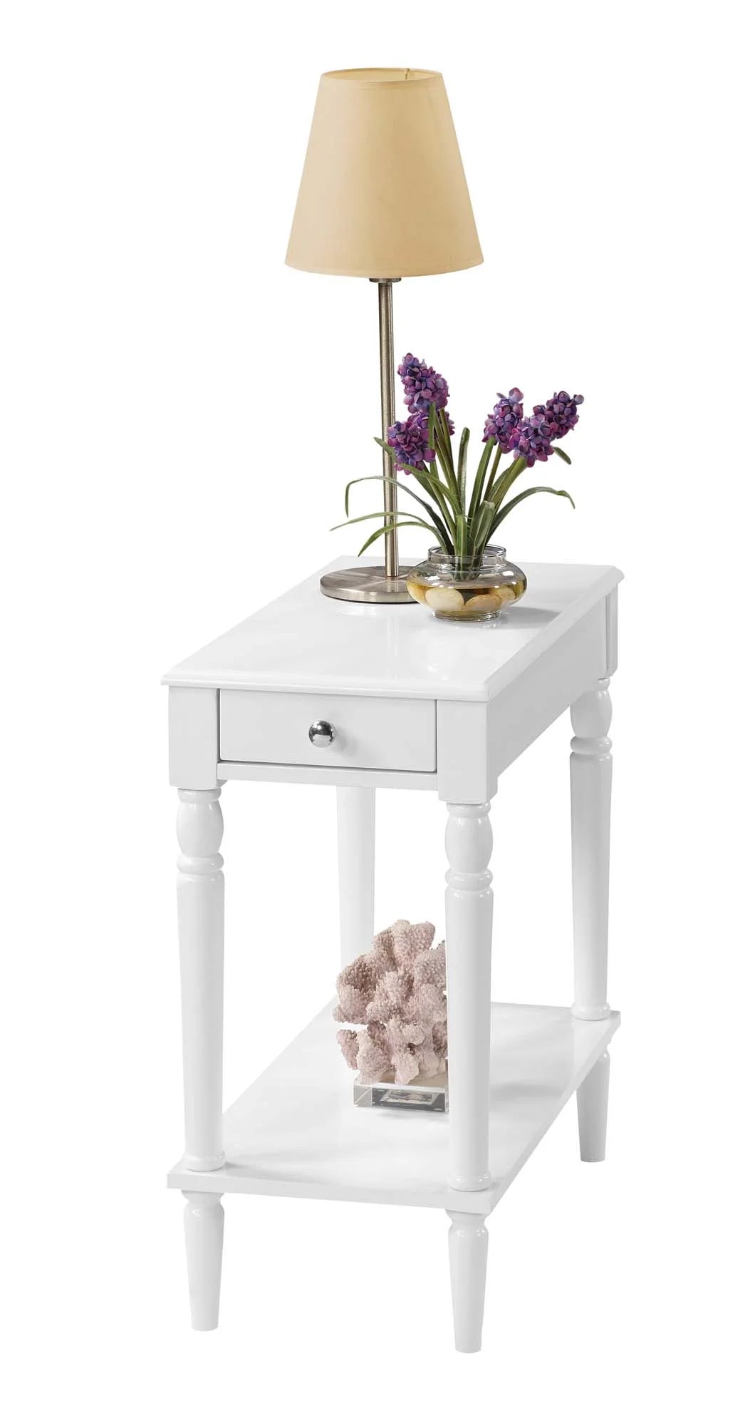 White Chairside Table L290