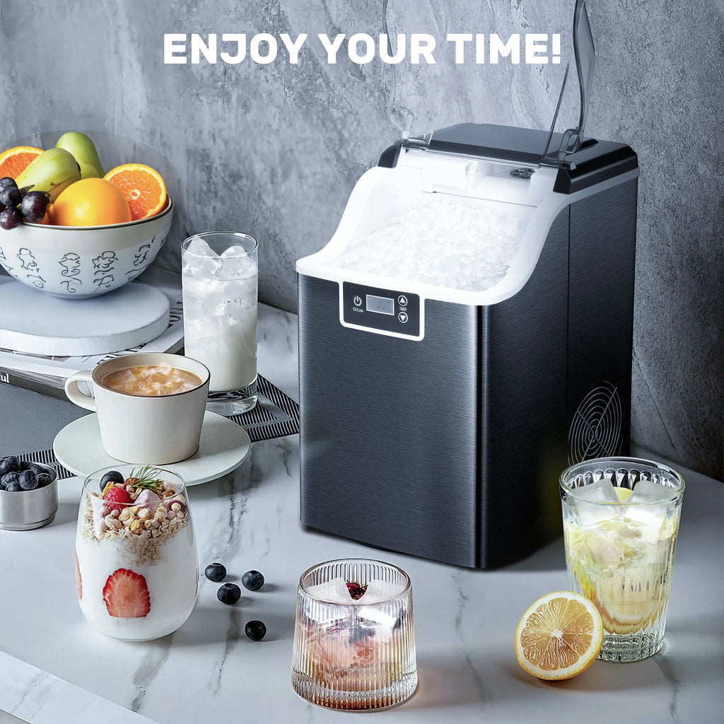 Nugget Ice Maker Countertop with Soft Chewable Pellet Ice, Self-Cleaning, 44lbs/24H, Black T407241