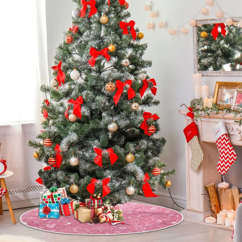 Glitter Blush Pink 47.2" Suede Christmas Tree Skirt V43824