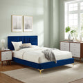 Navy Channel Tufted Performance Velvet Twin Platform Bed I879