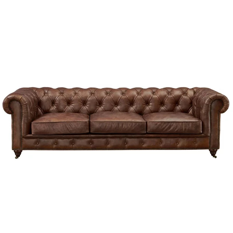 95" Dark Brown Leather Sofa S840