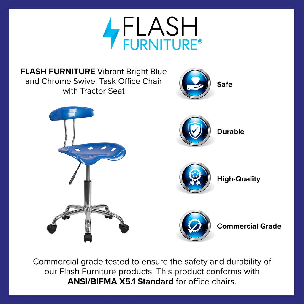 Bright Blue and Chrome Swivel Task Office Chair G4275