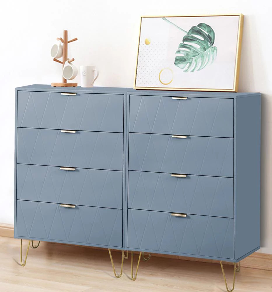 Blue 4 Drawer Wood Dresser Cabinet C211