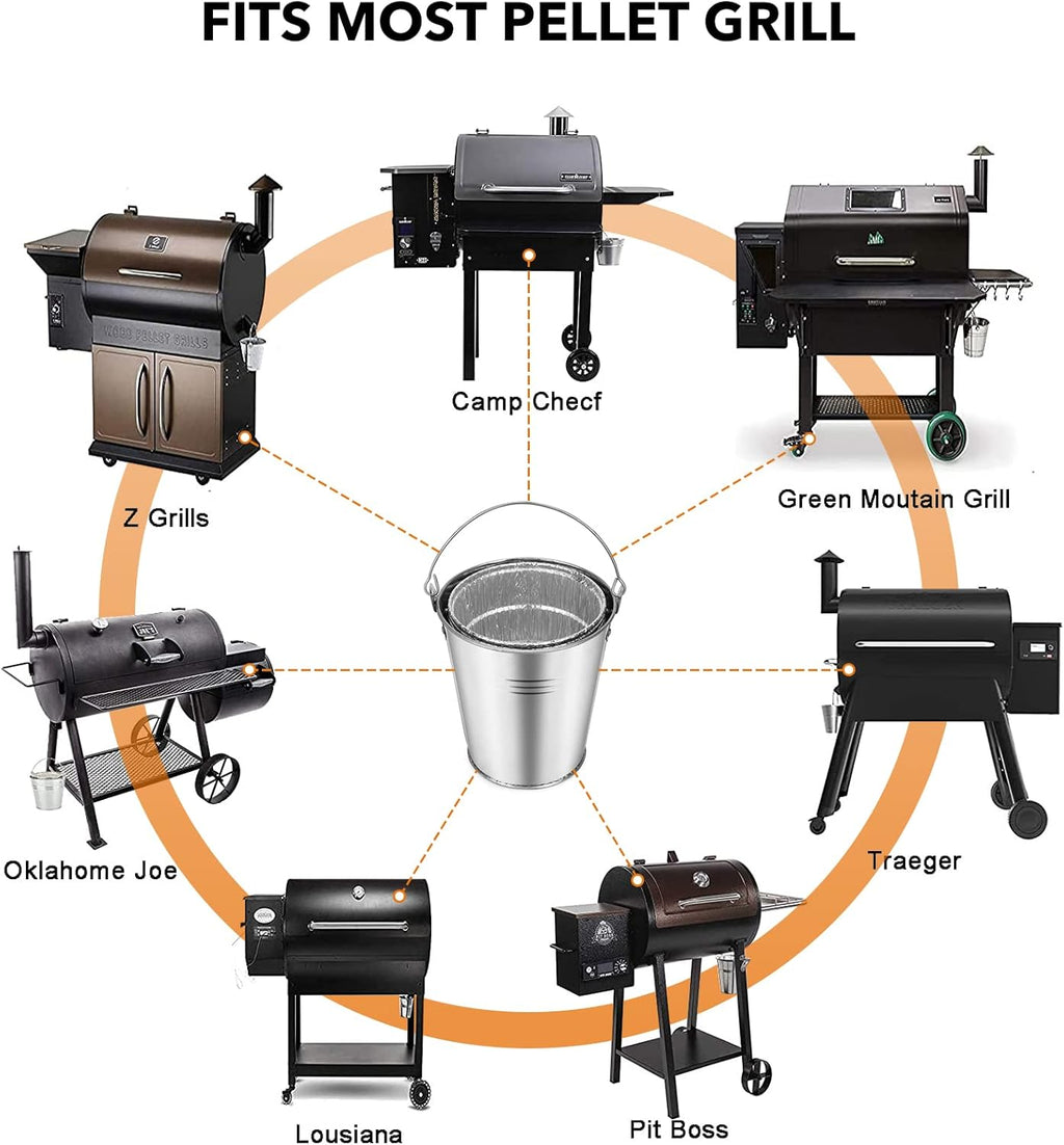 Grill Grease Drip Bucket with 10-Pack Foil Liners I6963