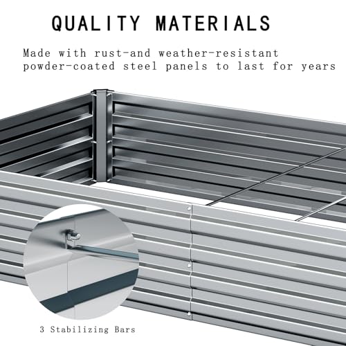 Galvanized Raised Garden Bed, 2 Pcs 10×3×1FT Metal Planting Box M618