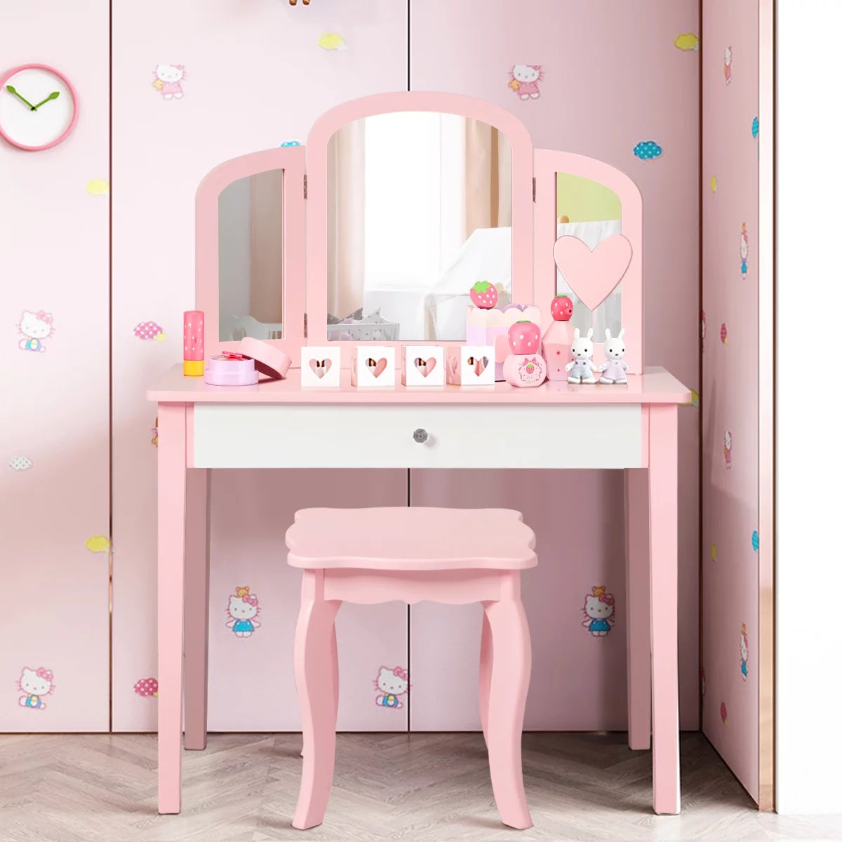 Kids Vanity Set with Mirror White W5271