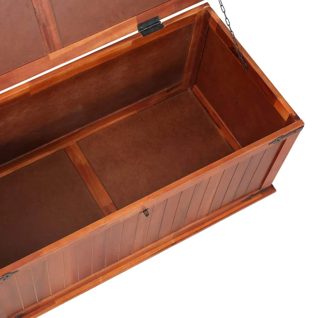 Brown Solid Acacia Wood Storage Chest with Handles C6305