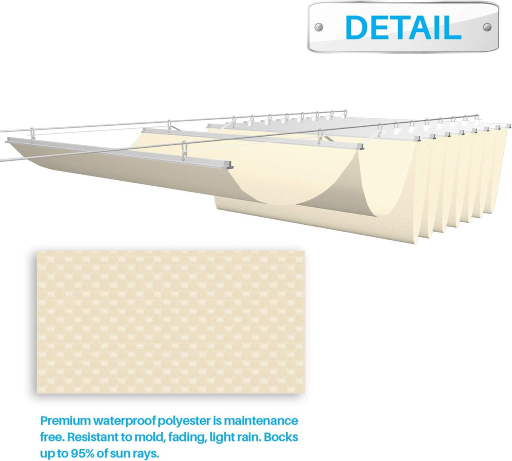 Waterproof Retractable Shade Cover 3'Wx16'L Beige N1775
