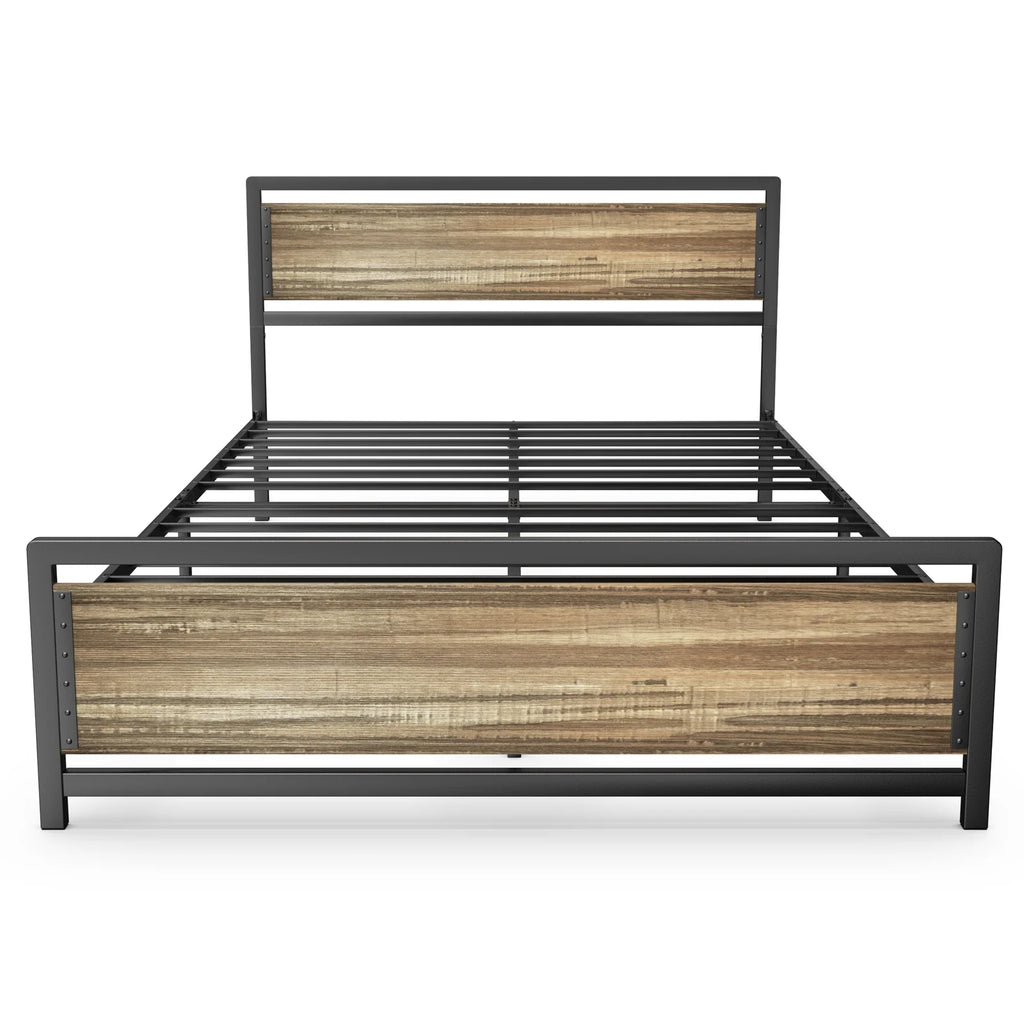 Full Size Bed Frame with Headboard, Under-Bed Storage, Gray E199