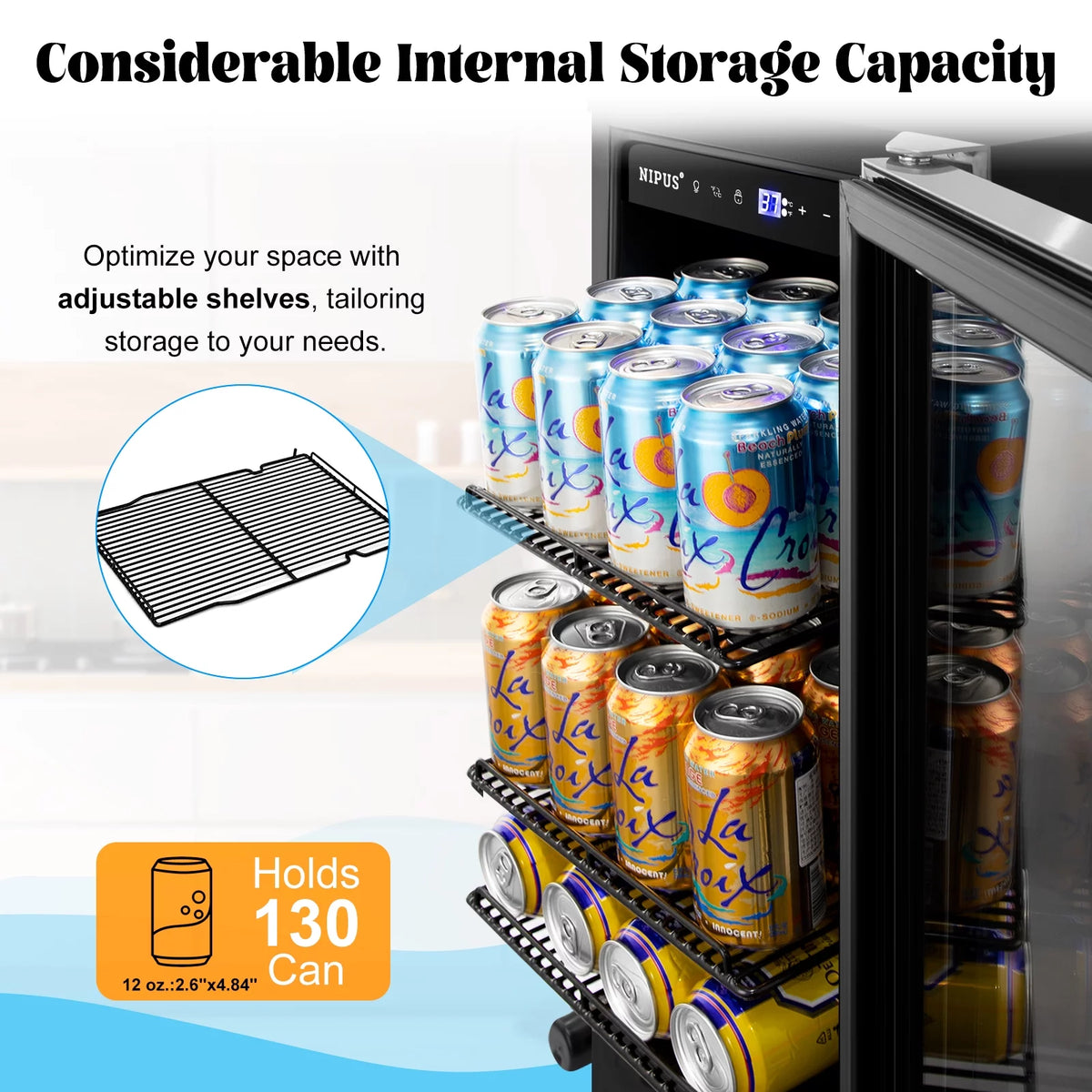 15 inch 130 Can Beverage Refrigerator with French Door A66434
