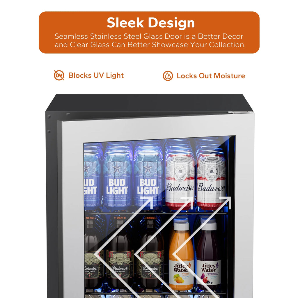 95-121 Can Beverage Refrigerator with Glass Door M539