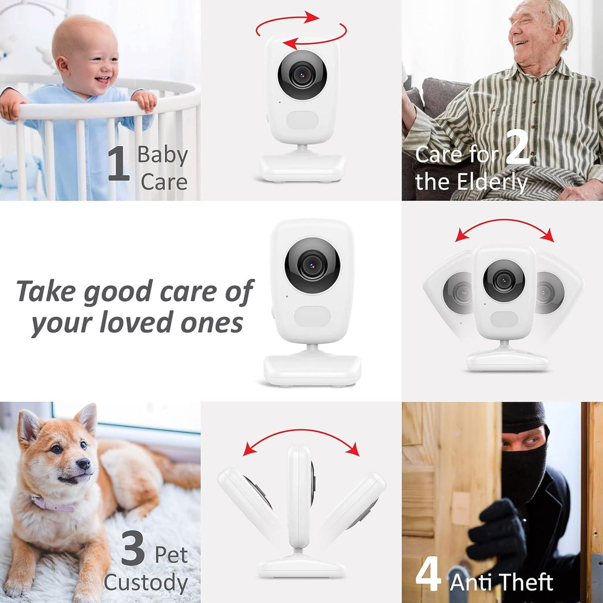 Video Baby Monitor with 5 Screen, Night Vision, Temperature Alert K3909