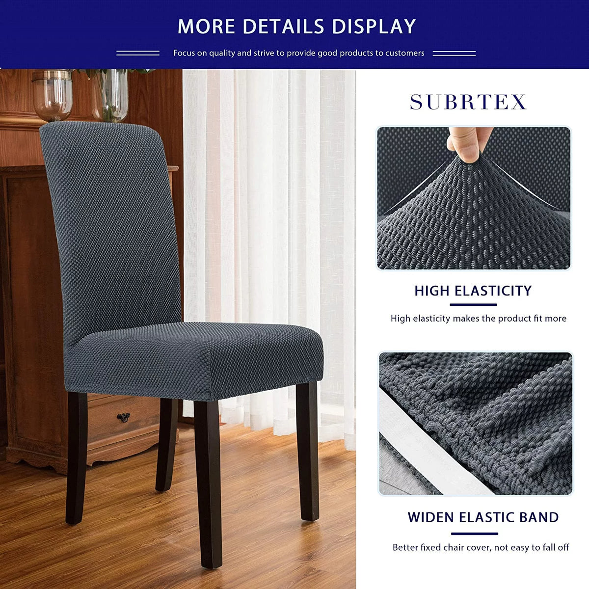 Textured Dining Chair Slipcover Set of 4 Gray H653913