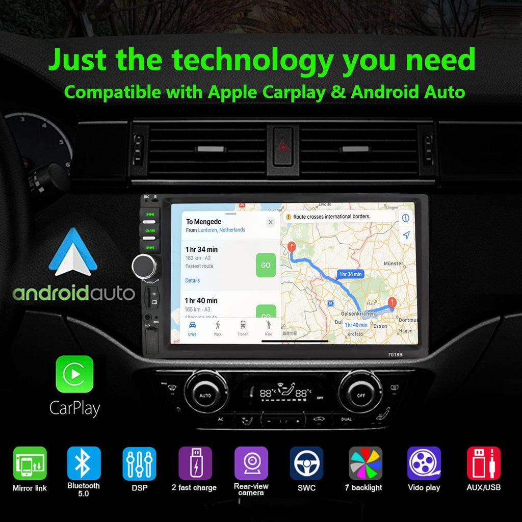 Double Din Car Stereo with Bluetooth and Backup Camera P658