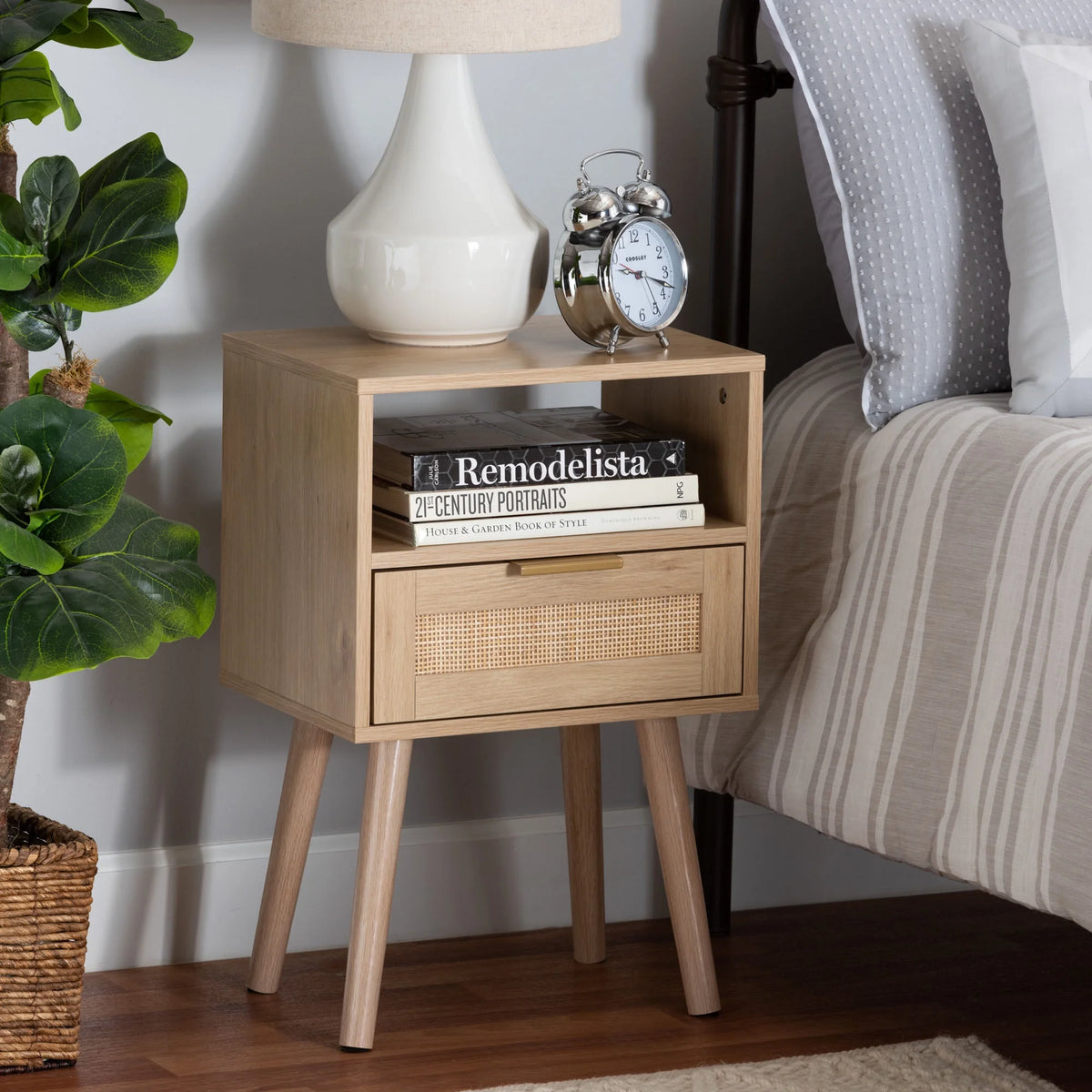 Light Brown Wood 1-Drawer End Table S99801