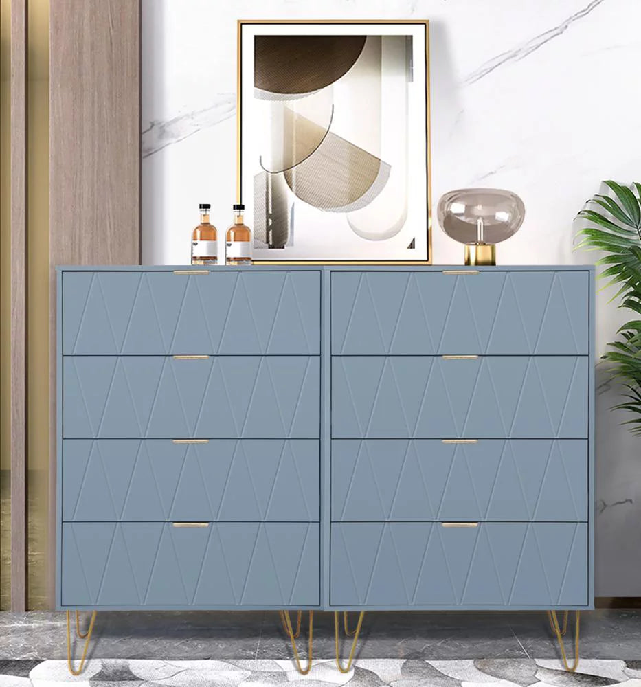 Blue 4 Drawer Wood Dresser Cabinet C211