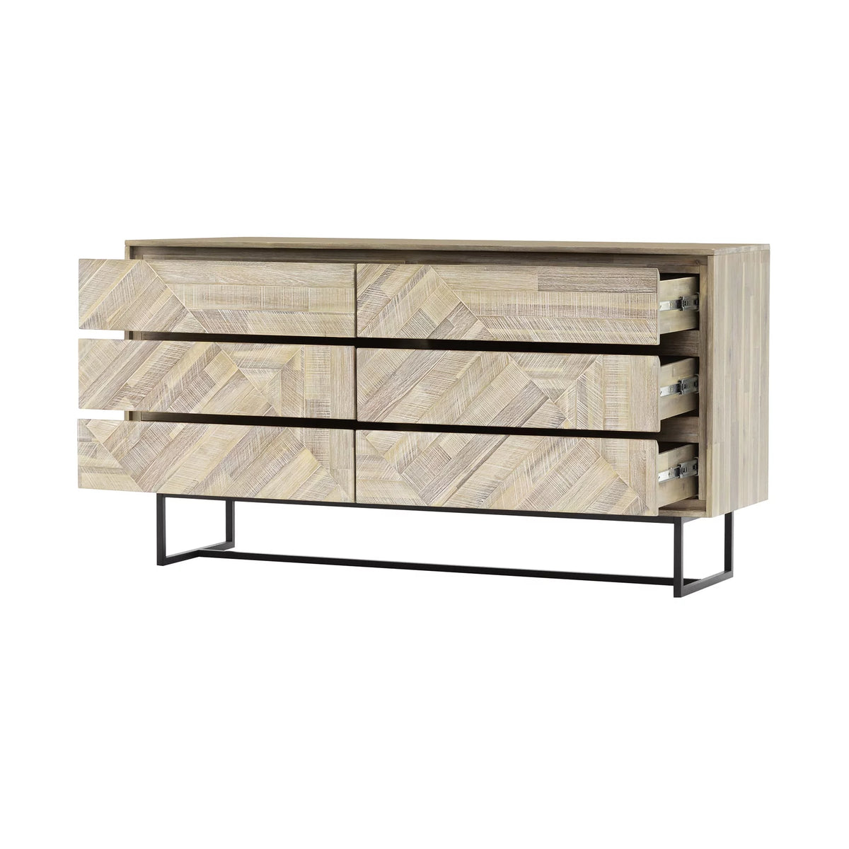 6 Drawer Natural Acacia Wood Dresser D96677