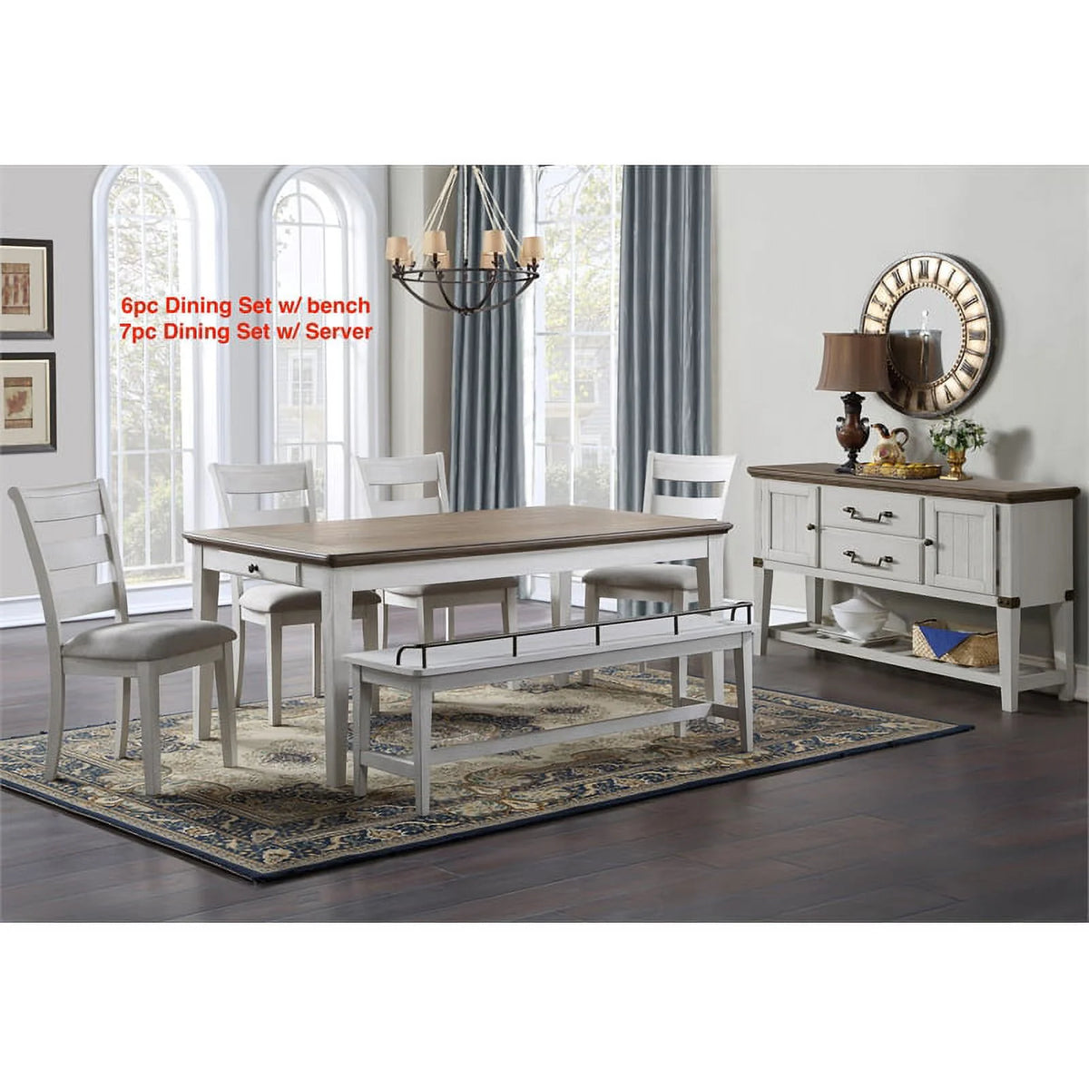 Ivory and Brown Wood Dining Table J2907