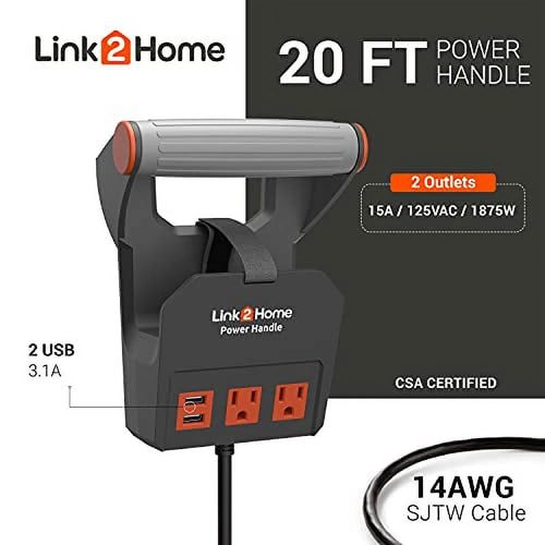 20 ft 14AWG 2 Outlets 15A Extension Cord Z1083