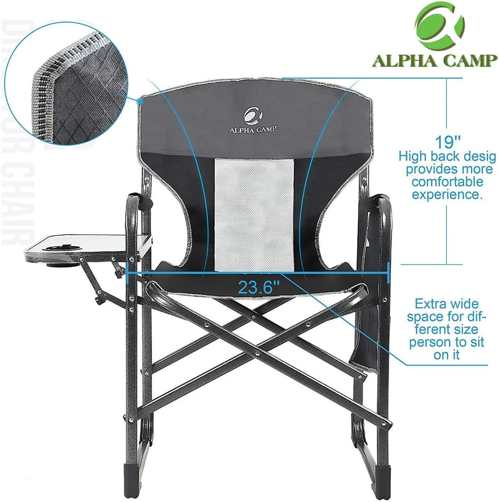 Oversized Heavy Duty Recliner Camping Chair with Side Table E124545